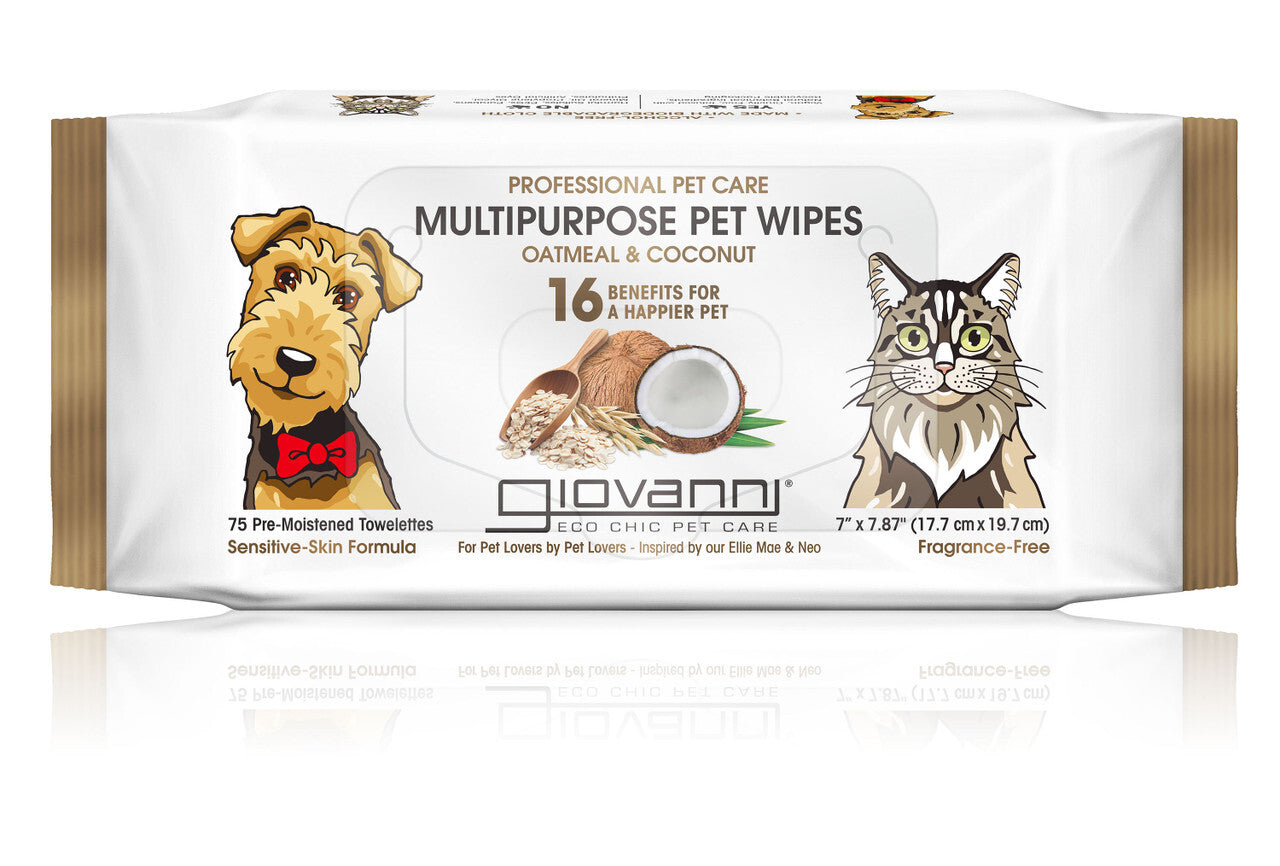 Gio pet wipes oat & cnut ( 1 x 75 ct )