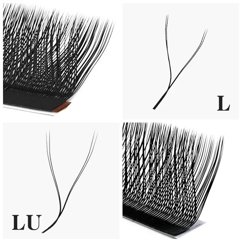 Color: Brushed Slate, Curl: C, Thickness: 0.07mm, Length: MIX - NATUHANA W Lashes Extension L LU(M) Curl Individual Mink YY Lashes 3D W-shaped Volume Fan Eyelash Extension
