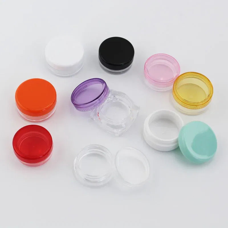 Color: Orange - 15pcs 2g 3g Empty Jars Refillable Mini Plastic Bottle Cosmetic Jar Container Small Round Bottle Little Cream Jar Solid Perfume
