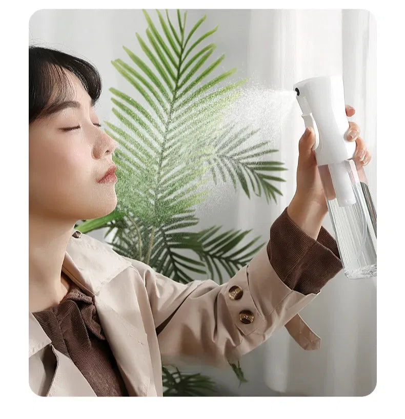 Color: light yellow - High Pressure Continuous Spray Bottle Hair Care Makeup Water Replenishing Spray Separate Bottle Press Mist Spray Bottle