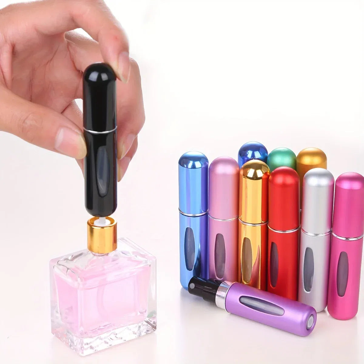 Color: Clear - 5ml Perfume Refill Bottle Portable Mini Refillable Spray Jar Scent Pump Empty Cosmetic Containers Atomizer for Travel Tool Hot