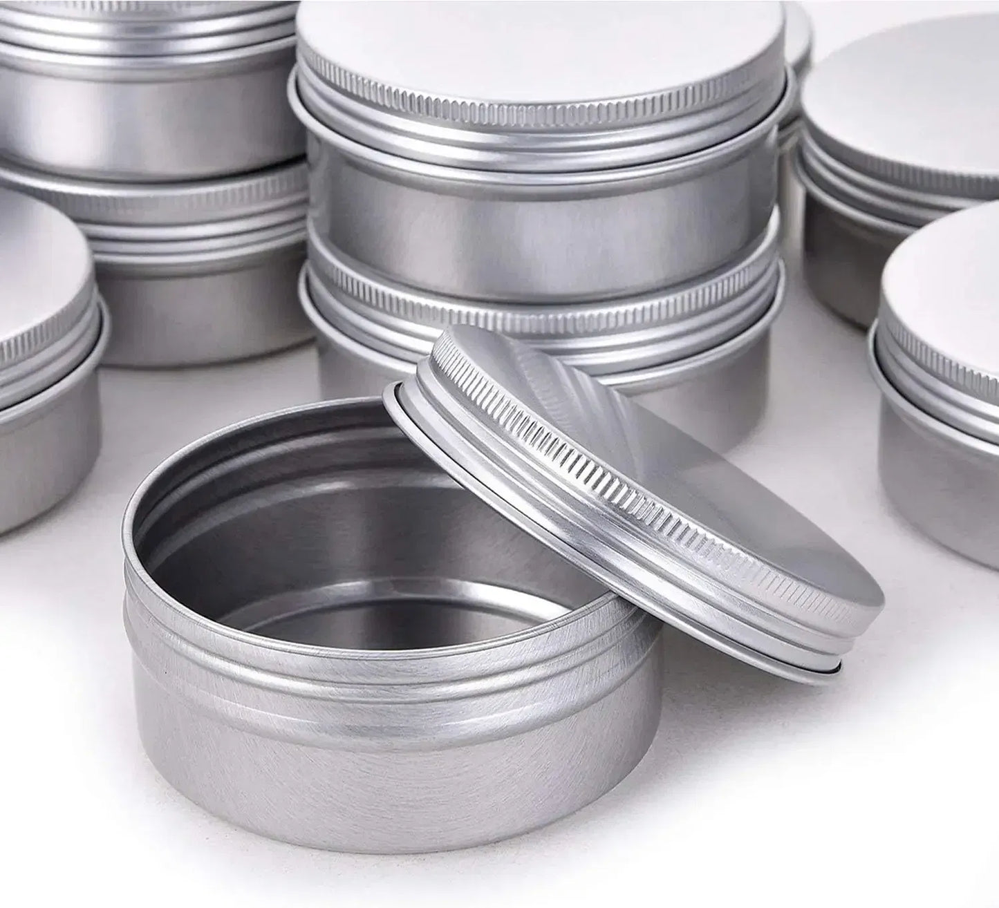 Color: DEEP BLUE, Specifications: 5ml, Material: Plastic - 20pcs 5g - 100g Metal Round Tins Aluminum Empty Silver Cans With Screw Lid Balm Nail Art Makeup Cream Jar Storage Box