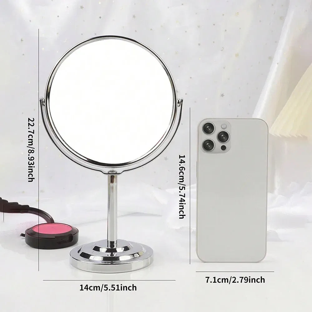 Color: green - 3/4/5in Double-Side Makeup Mirror With 2X Magnification Clear Reflection And Easy To Carry Desktop Vanity Mirror With Stand