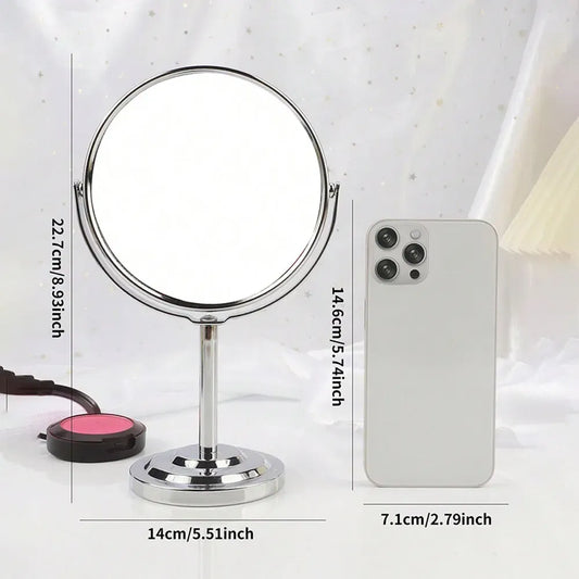 Color: green - 3/4/5in Double-Side Makeup Mirror With 2X Magnification Clear Reflection And Easy To Carry Desktop Vanity Mirror With Stand