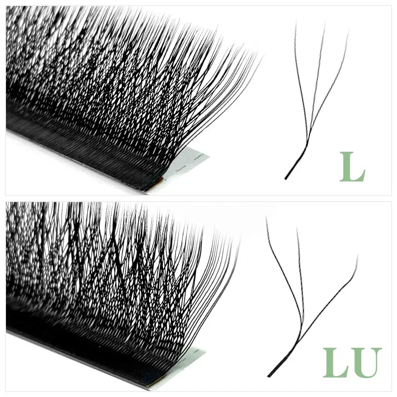Color: Brushed Slate, Curl: C, Thickness: 0.07mm, Length: MIX - NATUHANA W Lashes Extension L LU(M) Curl Individual Mink YY Lashes 3D W-shaped Volume Fan Eyelash Extension