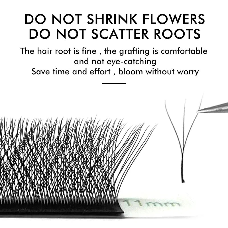 Color: Brushed Slate, Curl: C, Thickness: 0.07mm, Length: MIX - NATUHANA W Lashes Extension L LU(M) Curl Individual Mink YY Lashes 3D W-shaped Volume Fan Eyelash Extension