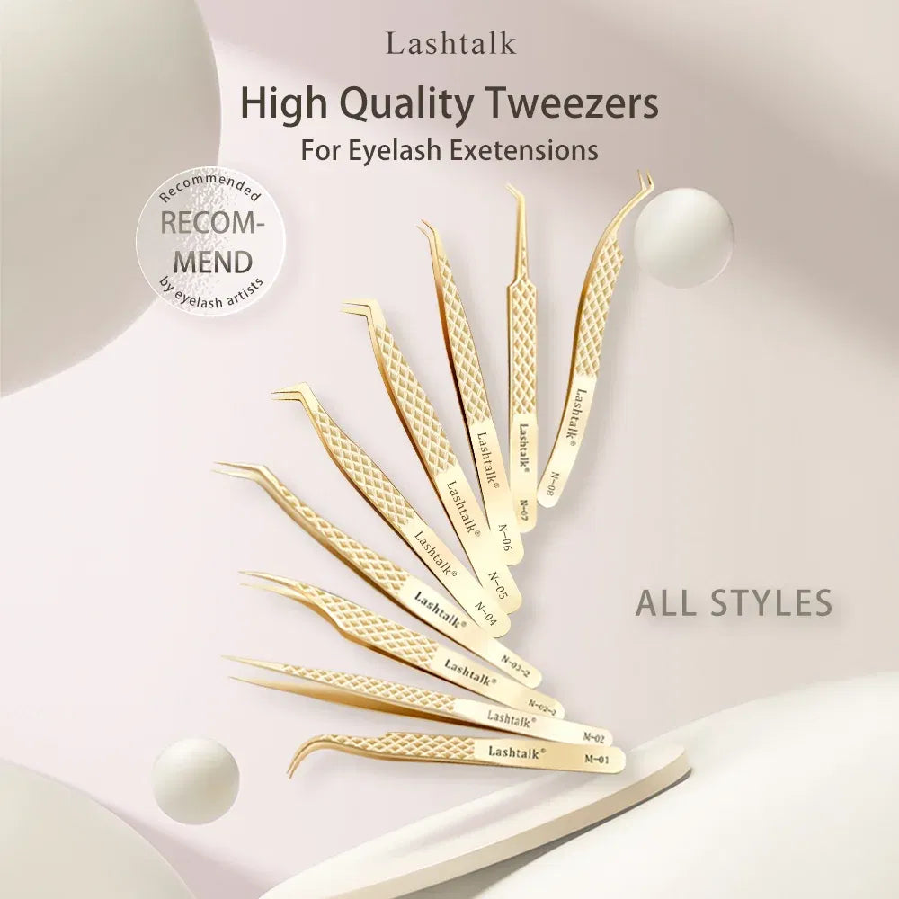 Color: Green - Lashtalk Eyelash Extension Tweezers Makeup Tools From Nagaraku Stainless Steel Non-magnetic Volume FakeLashes Supplies Accurate