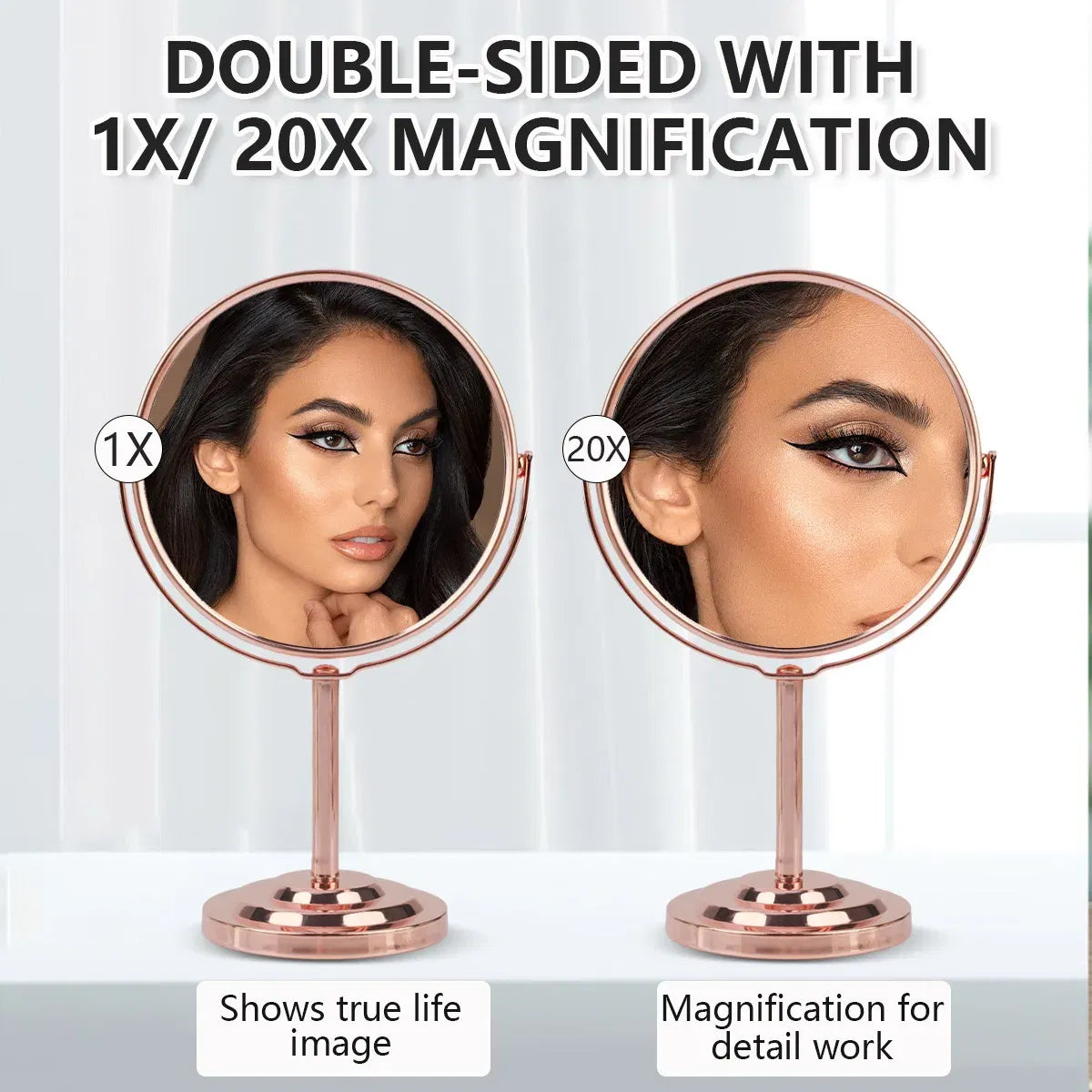 Color: Red - 3/4/5in Double-Side Makeup Mirror With 2X Magnification Clear Reflection And Easy To Carry Desktop Vanity Mirror With Stand