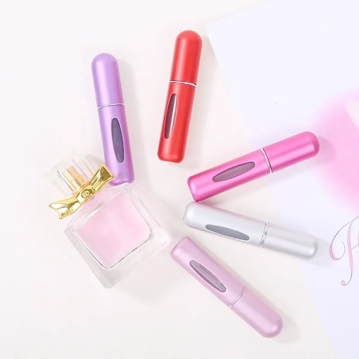 Color: Chocolate - 5ml Perfume Refill Bottle Portable Mini Refillable Spray Jar Scent Pump Empty Cosmetic Containers Atomizer for Travel Tool Hot