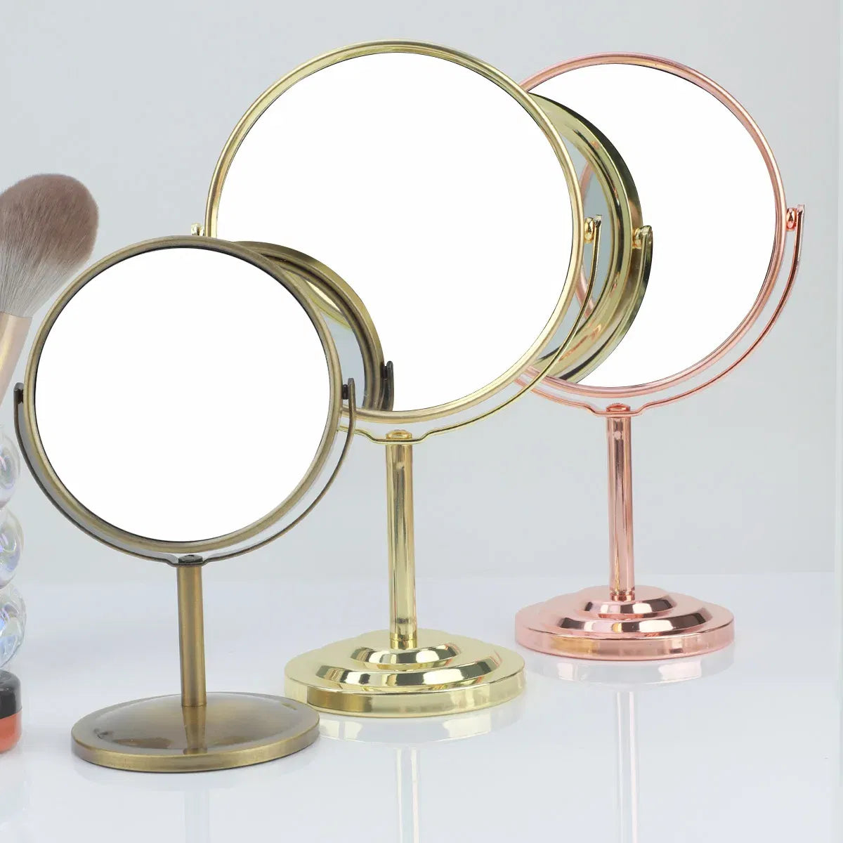 Color: black - 3/4/5in Double-Side Makeup Mirror With 2X Magnification Clear Reflection And Easy To Carry Desktop Vanity Mirror With Stand