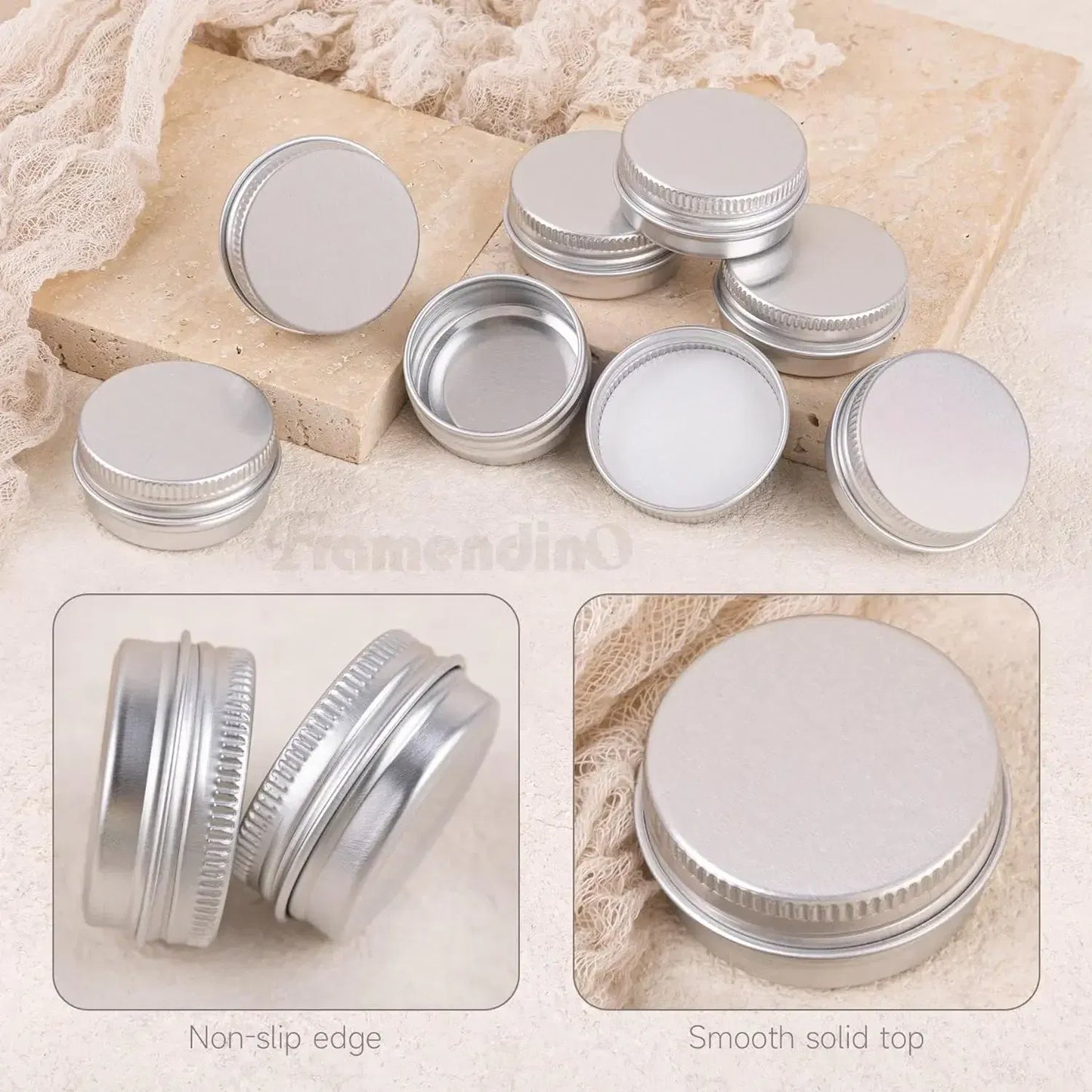 Color: plum, Specifications: 5ml, Material: Plastic - 20pcs 5g - 100g Metal Round Tins Aluminum Empty Silver Cans With Screw Lid Balm Nail Art Makeup Cream Jar Storage Box